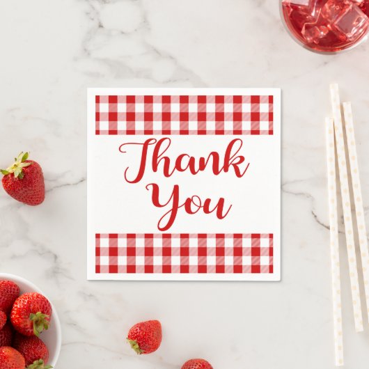 Bedankt Red & White cheques Gingham Plaid Servetten (Insitu)