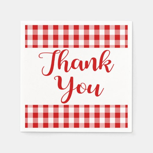 Bedankt Red & White cheques Gingham Plaid Servetten (Voorkant)