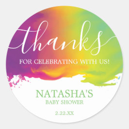 Bedankt, regenboogverf voor Waterverf, groen Ronde Sticker