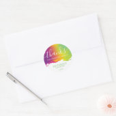 Bedankt, regenboogverf voor Waterverf, groen Ronde Sticker (Envelop)