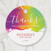 Bedankt, regenboogverf voor Waterverf, Sinaasappel Bedankjes Labels (Achterkant)