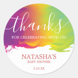 Bedankt, regenboogverf voor Waterverf, Sinaasappel Ronde Sticker