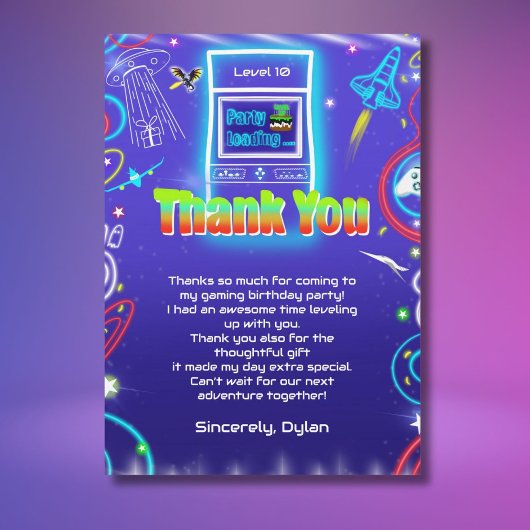 Bedankt Retro Arcade Power Up Gaming Verjaardag