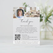 Bedankt Reviewverzoek met QR-code Foto Grijs Kaart (Staand voorkant)