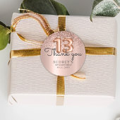 Bedankt Roos Gold Glitter Balloon 13th Birthday Ronde Sticker