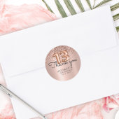 Bedankt Roos Gold Glitter Balloon 13th Birthday Ronde Sticker