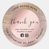 Bedankt Roos Gold Pastel Glitter Ronde Sticker (Voorkant)