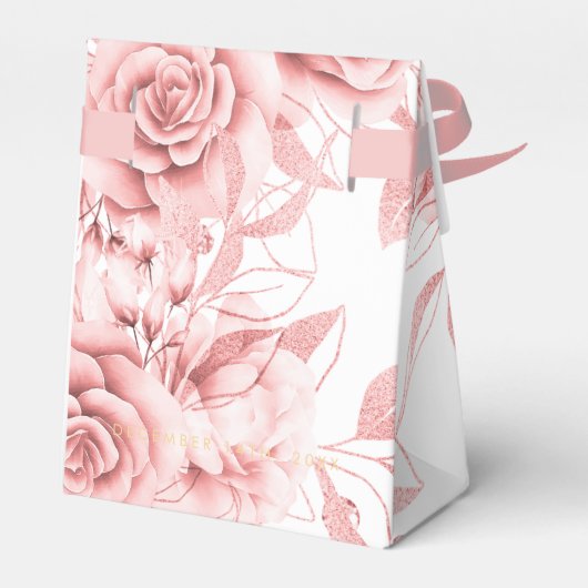 Bedankt Roos Gold Sweet 16 Glitter Floral Bedankdoosjes (Achterkant)