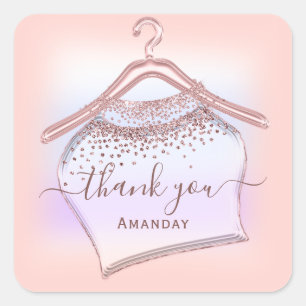 Bedankt Roos Kast Hanger Kast Mode Boutique Vierkante Sticker