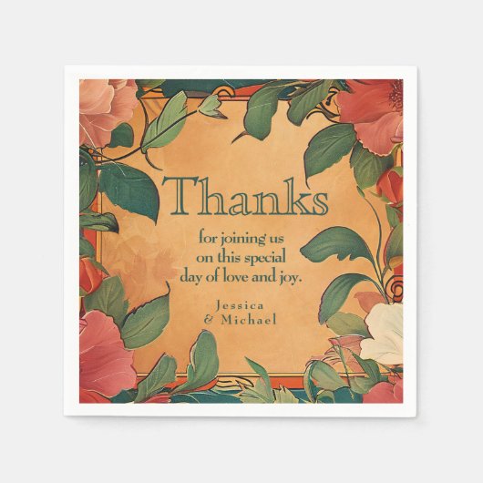 🌹 Bedankt Roos Romance: Art Nouveau Splendor Servet (Voorkant)