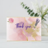 Bedankt Roos Roze, Lavendel, Goud, Paarse Kaart (Staand voorkant)