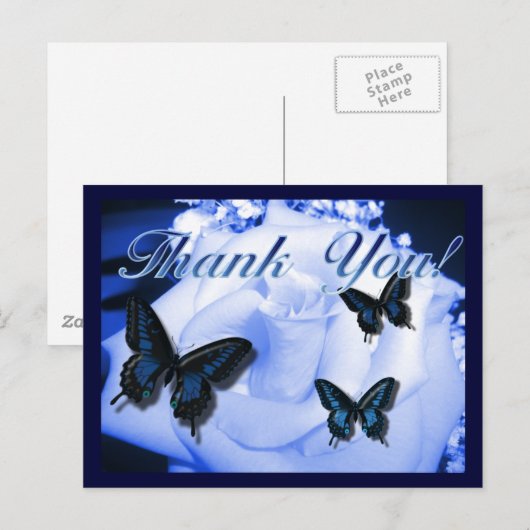 Bedankt Roos & Vlinders Briefkaart (Voorkant / Achterkant)