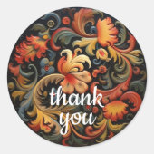 Bedankt Rosepaint Rosemaling Ronde Sticker (Voorkant)