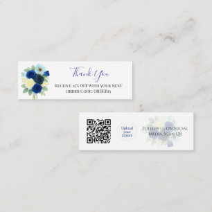 Bedankt Royal Blue Roos kortingscode QR Insert Mini Visitekaartje