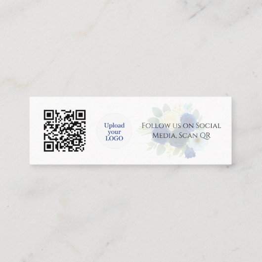 Bedankt Royal Blue Roos kortingscode QR Insert Mini Visitekaartje (Achterkant)