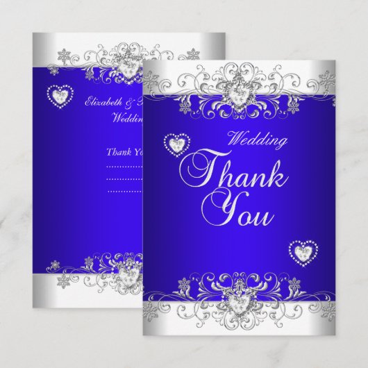 Bedankt Royal Blue Wedding White Diamond Head (Voorkant / Achterkant)