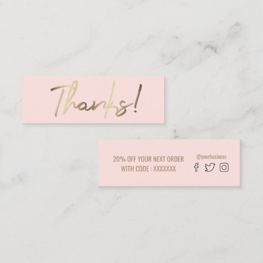 bedankt roze achtergrondkaart mini visitekaartje (Voorkant / Achterkant)