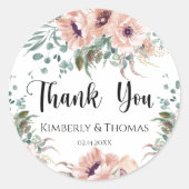 Bedankt Roze Bloemen Sticker (Voorkant)