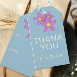 Bedankt Roze en Blauwe Bloemen Cadeau Labels Cadeaulabel