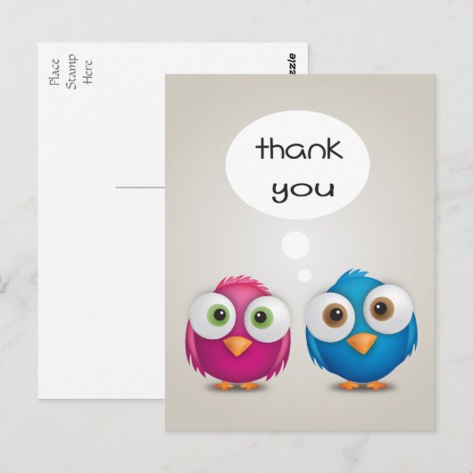 Bedankt Roze en Blauwe Lovebirds Post Kaart (Voorkant / Achterkant)