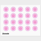 Bedankt Roze Gingham Classic Round Sticker (Vel)