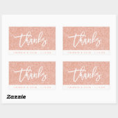 Bedankt Roze Glitter Mini Wijn Champagnette Rechthoekige Sticker (Vel)