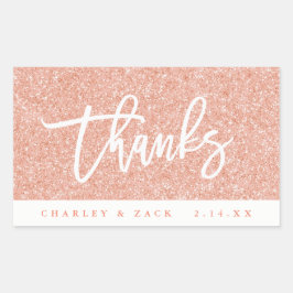 Bedankt Roze Glitter Mini Wijn Champagnette Rechthoekige Sticker