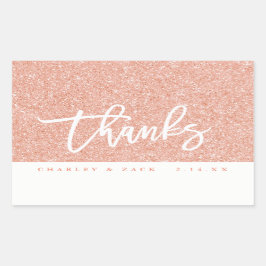 Bedankt Roze Glitter Mini Wijn Champagnette Rechthoekige Sticker