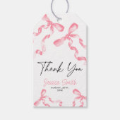 Bedankt Roze Lint Cadeaubijsluiter Cadeaulabel (Voorkant)