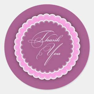 Bedankt roze Paarse Polka Ronde Sticker