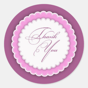 Bedankt roze Paarse Polka Ronde Sticker