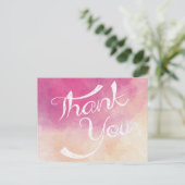 Bedankt Roze & Paarse Waterverf Ombre Briefkaart (Staand voorkant)
