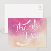Bedankt Roze & Paarse Waterverf Ombre Briefkaart (Voorkant / Achterkant)