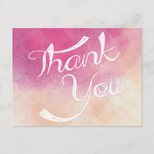 Bedankt Roze & Paarse Waterverf Ombre Briefkaart