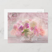 BEDANKT Roze Pioenbloem Vaas Briefkaart (Voorkant / Achterkant)