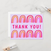 BEDANKT Roze Sinaasappel Kleurrijke Sweet Rainbow Kaart (Voorkant / Achterkant in situ)