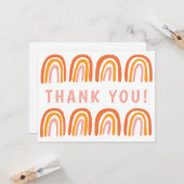 BEDANKT Roze Sinaasappel Kleurrijke Sweet Rainbow Kaart (Voorkant / Achterkant in situ)