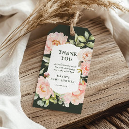 Bedankt Roze Waterverf Bloemen Baby shower gunst Cadeaulabel