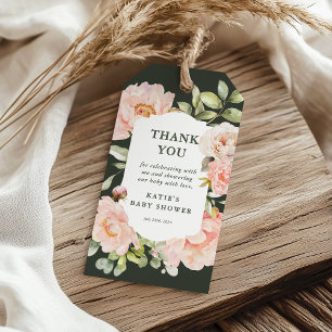 Bedankt Roze Waterverf Bloemen Baby shower gunst Cadeaulabel