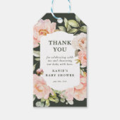 Bedankt Roze Waterverf Bloemen Baby shower gunst Cadeaulabel (Voorkant)