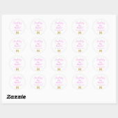 Bedankt roze wit script business logo ronde sticker (Vel)