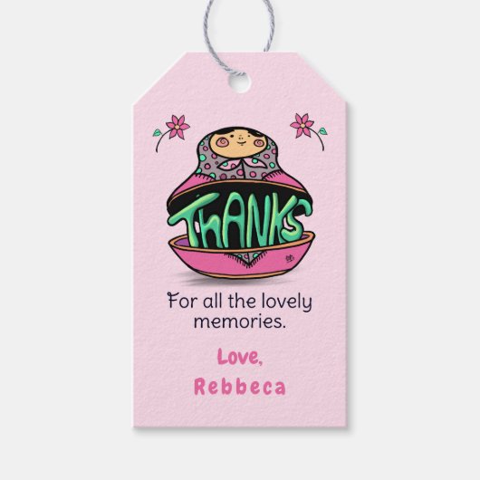 Bedankt Russisch Doll Matryoshka Cadeaulabel (Voorkant)