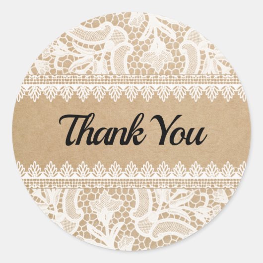 Bedankt Rustic Lace Custom Ronde Sticker (Voorkant)