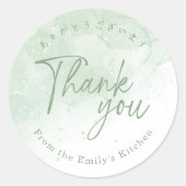 Bedankt Sage Green Waterverf Elegant Script Ronde Sticker (Voorkant)