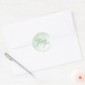 Bedankt Sage Green Waterverf Elegant Script Ronde Sticker (Envelop)