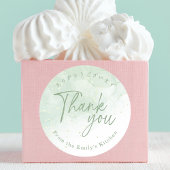 Bedankt Sage Green Waterverf Elegant Script Ronde Sticker