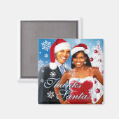 Bedankt Santa! Barack en Michelle Magnet (Voorkant / Achterkant)