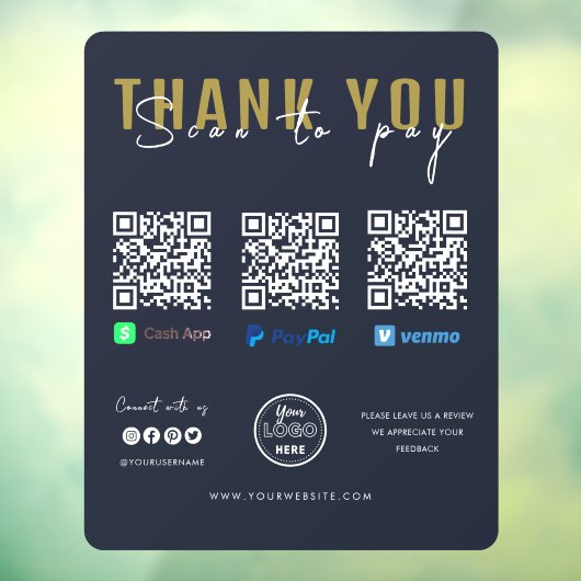 Bedankt Scannen naar betaling Logo QR-code Raamsticker (Vel 3)