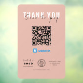 Bedankt Scannen naar betaling Logo QR Code Venmo R Raamsticker (Vel 3)
