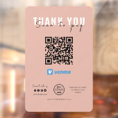 Bedankt Scannen naar betaling Logo QR Code Venmo R Raamsticker (Vel 2)